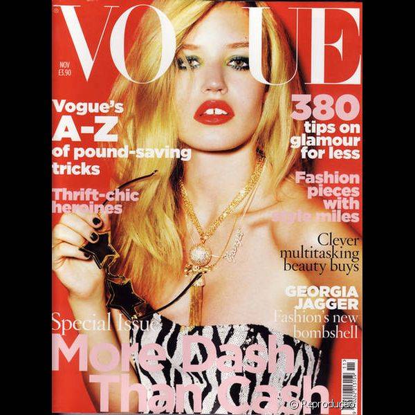 A filha de Jerry, Georgia May Jagger, usou visual parecido com o eternizado pela mãe em capa da revista Vogue